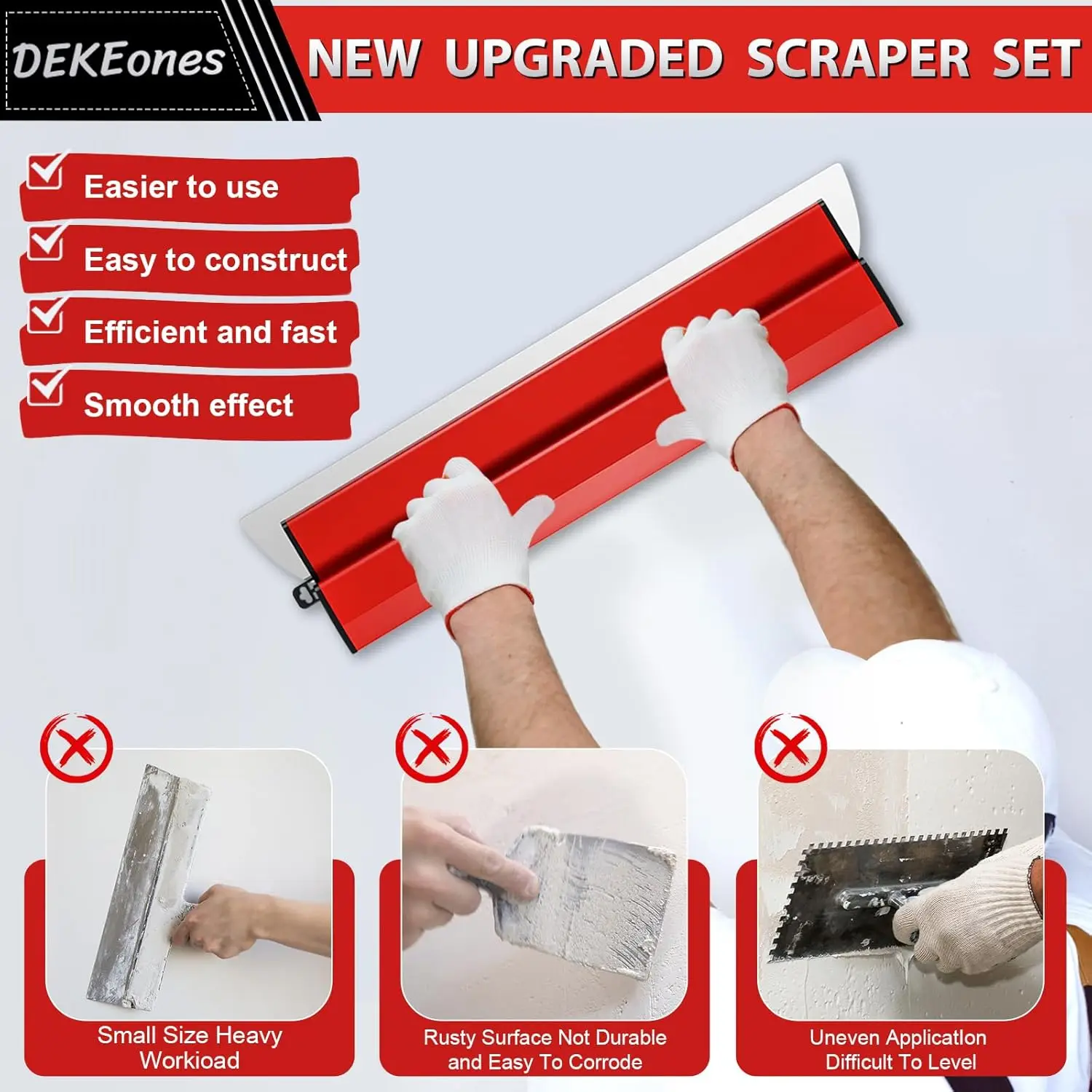 Drywall Skimming Blade Smooth Finish Precision Stainless Steel Blade Ergonomic Comfort Grip Drywall Skimming Tool