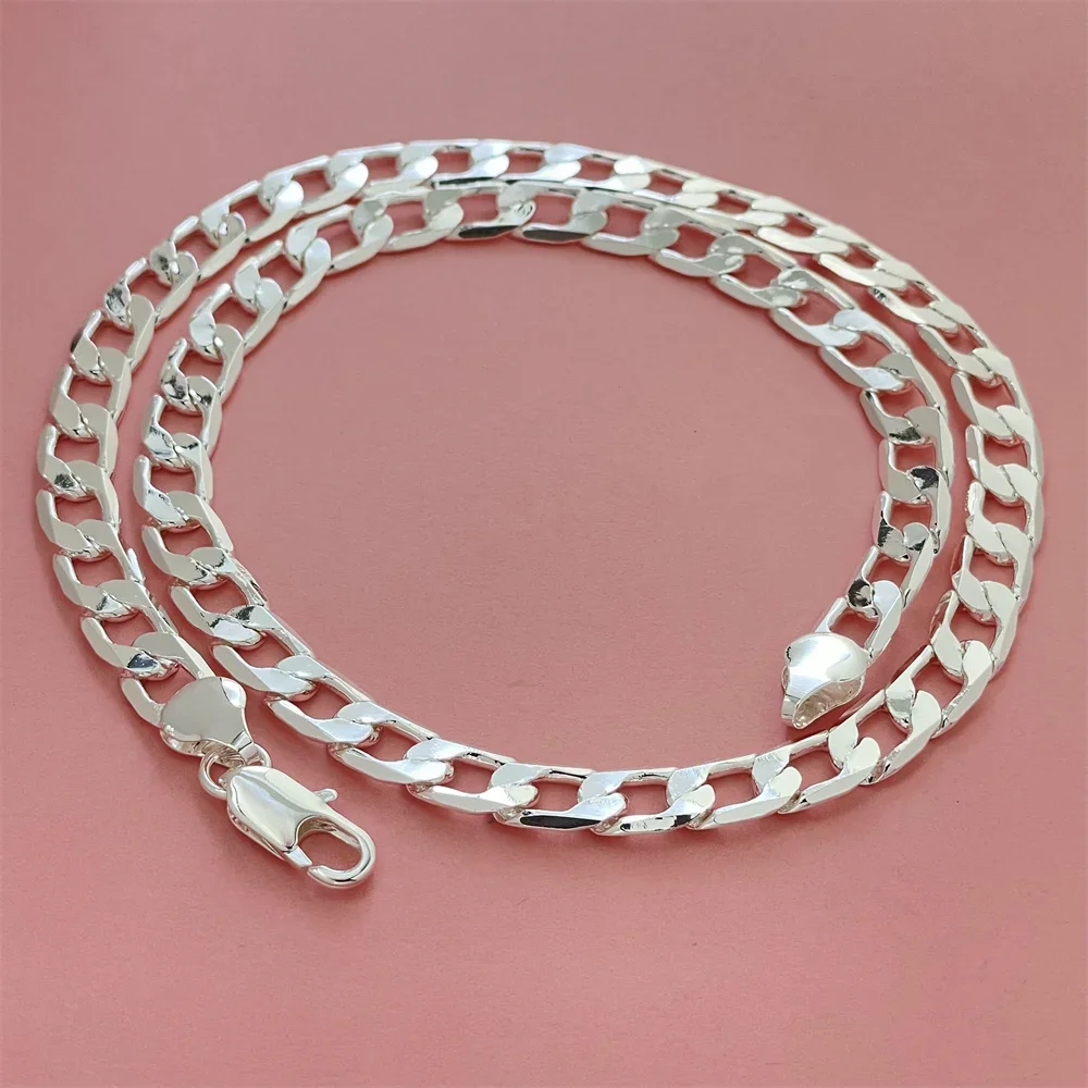 925 Sterling Silver Necklace, Unisex, Classic Chain, Wedding, Anniversary, Christmas Gift 2MM-12mm 20cm-70cm 2