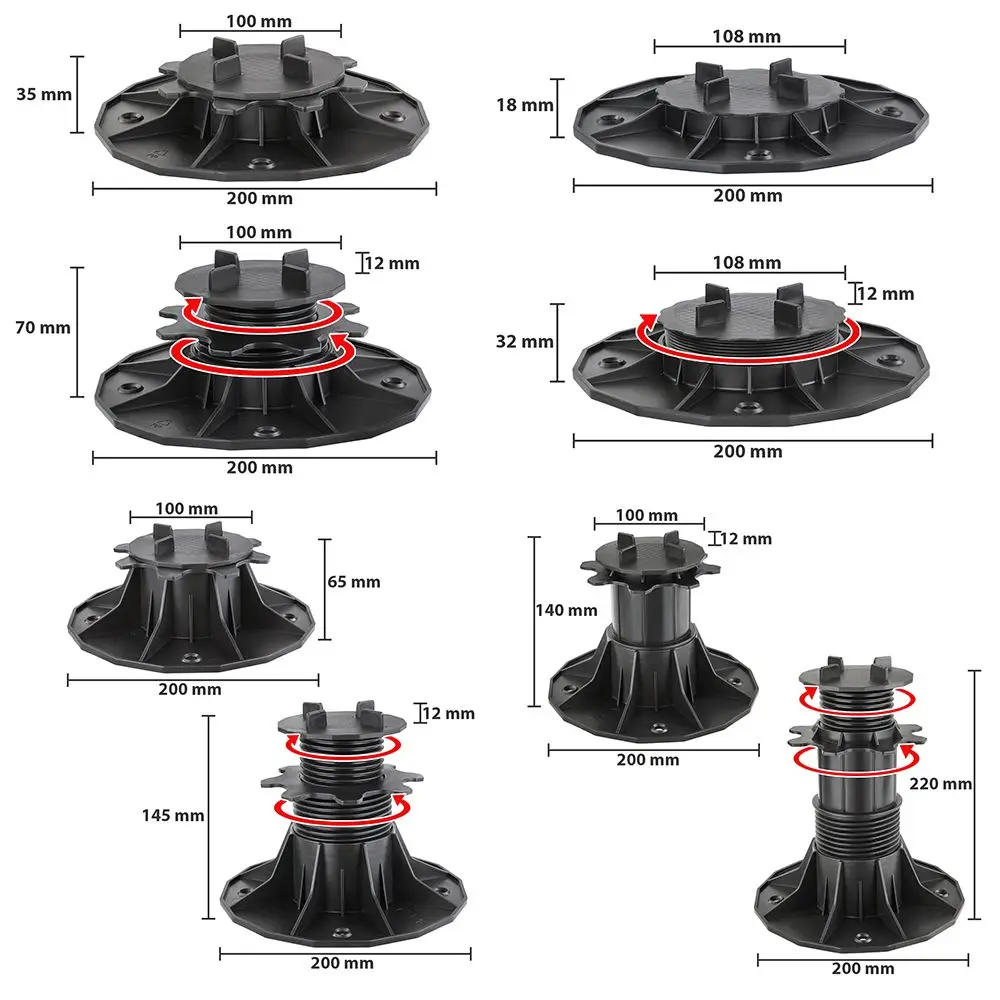 Floor Support Pedestal 1 PC Pedestal Bearing Terrace Bearing Height-adjustable Slab Decking Boards WPC Wood