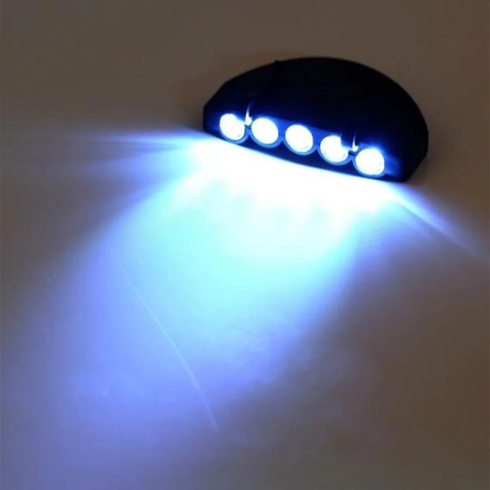 

5 LED Clip-On Head Hat Light Lamp Headlamp for Fishing Hiking Camping Hunting Outdoor Head Flashlight Torch (Black)