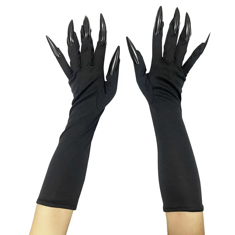 Funny Gloves Long Nails Ghost Claw Gloves Long Performance Props Costume Party Halloween Props Black Red Claw Sleeves