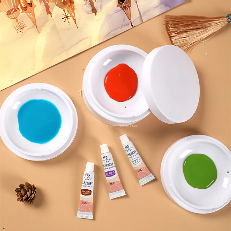 Watercolor Palette Multi-layer Imitation Porcelain Palette with Cover Calligraphy Ink Plate Paint Box Watercolor Painting Art Supplies