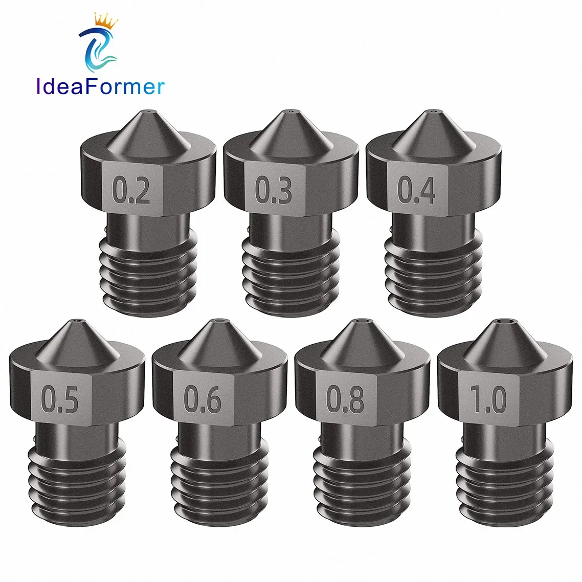 V6 Nozzle Hardened Steel 0.2/0.4/0.6/0.8/1mm 1.75mm Filament M6 3D Printer Nozzle For Ender 3 Hotend Titan Extruder Prusa i3 MK3 биметаллический тепловой разрыв trianglelab dragonfly hotend hic hf для экструдера bowden ddb прямой привод v6 hotend prusa cr10 ender 3