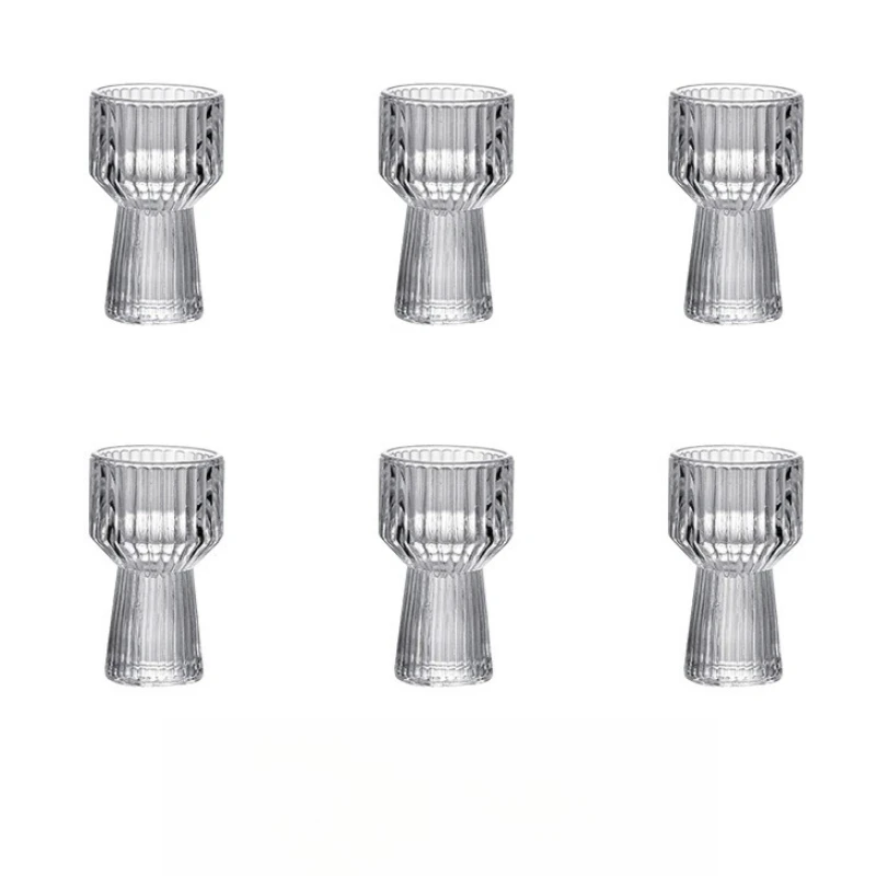 6 adet Setleri Çizgili şarap bardağı Şeffaf Baijiu Bardak Ev Sanat Tasarım içme bardağı Bar Drinkware Alkollü İçecekler Bardak Küçük şarap bardağı