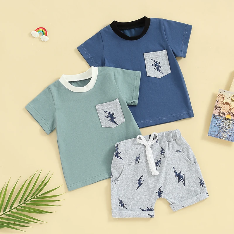 

Женский летний комплект одежды для мальчиков, футболка с коротким рукавом и карманами + шорты, повседневные праздничные пляжные наряды