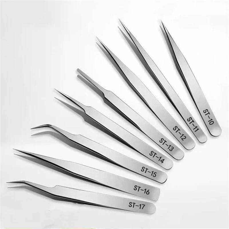 2pairs/lot ST-12&ST-15 Excellent Quality Stainless Steel Industrial Precision Eyelash Tweezers Eyelash Extension Tools 2