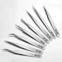 2pairs/lot ST-12&ST-15 Excellent Quality Stainless Steel Industrial Precision Eyelash Tweezers Eyelash Extension Tools 2