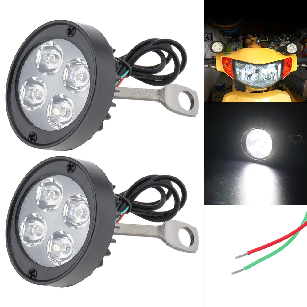 

2pcs Motorcycle Headlight Bulbs 12V To 85V 3W Super Bright LED Spotlight White Light Color for Motorcycle Electronic Motorbike