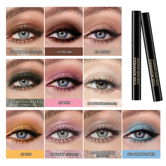 Eyeshadow Stick 10Colors Shimmer And Matte Brown Metallic Cream Eyeshadow Pencil Crayon with Smudge-proof & Waterproof Makeup 2
