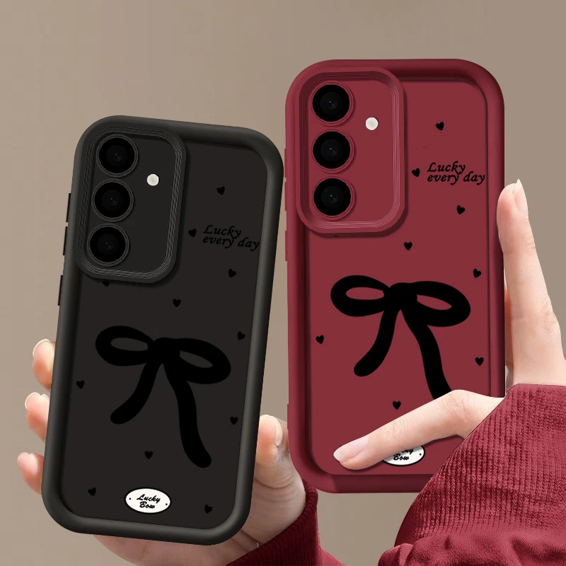 Elegant Black Bow Soft Phone Case - Sleek and Stylish Design
