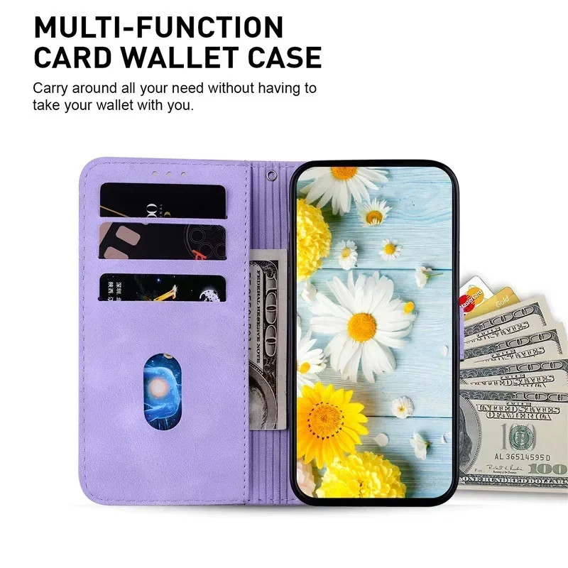 Floral Wallet Flip Cover - Magnetic Leather Phone Case with Lily Design