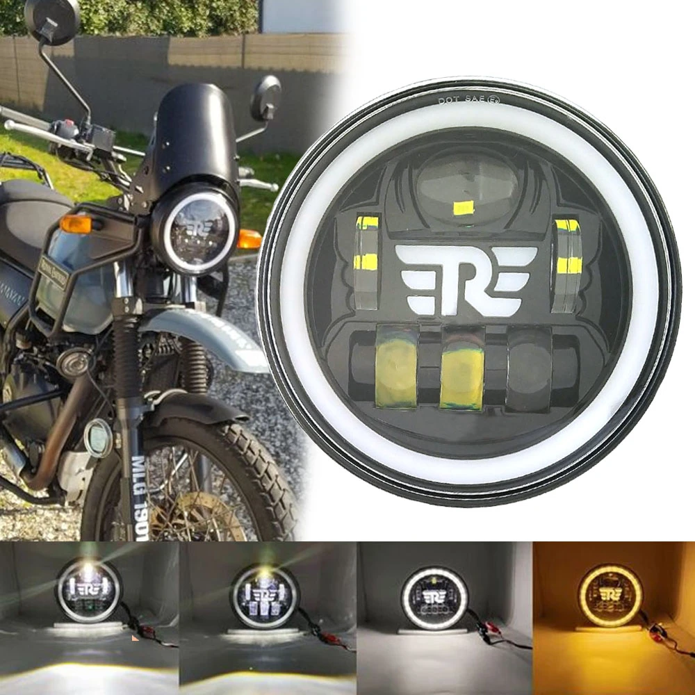 7 Inch Motorcycle Led Headlight Hi/low Beam Turn Signal Lamp Drl Moto