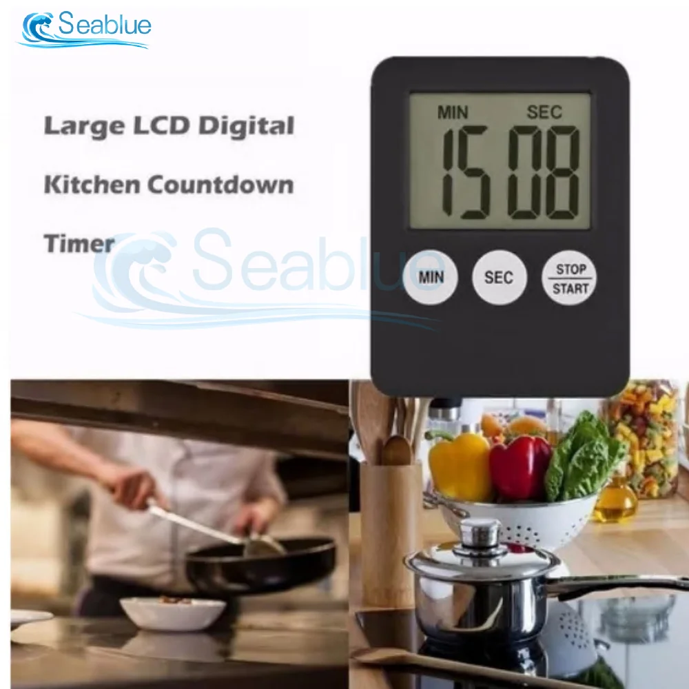 Multi-Function Digital Kitchen Timer with LCD Display for Cooking, Baking, and Exercise