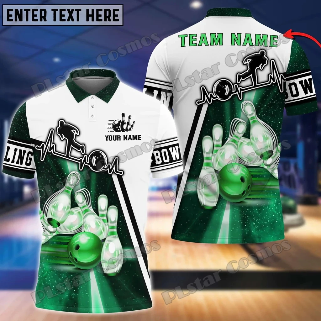Bowling Player Mehrfarbige Option Benutzerdefinierter Name 3D-gedrucktes modisches Herren-Poloshirt Sommer Straße Unisex Casual Poloshirt WK118 – Detail 11