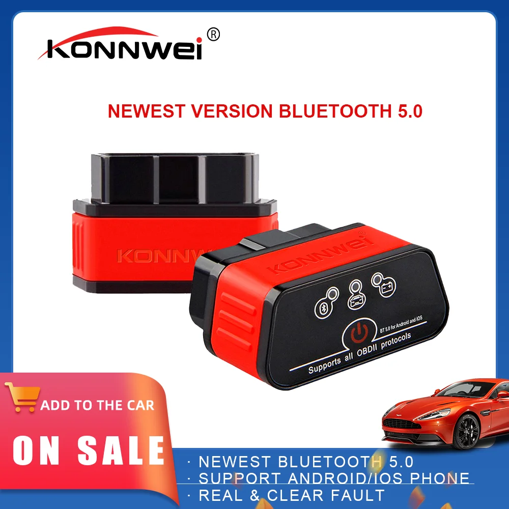 자동차 진단기 스캐터 KONNWEI 블루투스 5.0 자동차 진단 도구, ELM327 KW903 V 1.5 PIC18f25k80