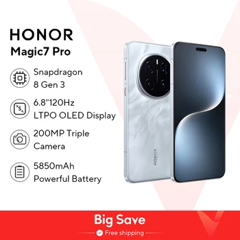 【Première mondiale】 Version mondiale HONOR Magic7 Pro 5G Smartphone Magic 7 Pro Snapdragon 8 Elite 120Hz écran OLED 100W Charge rapide 1
