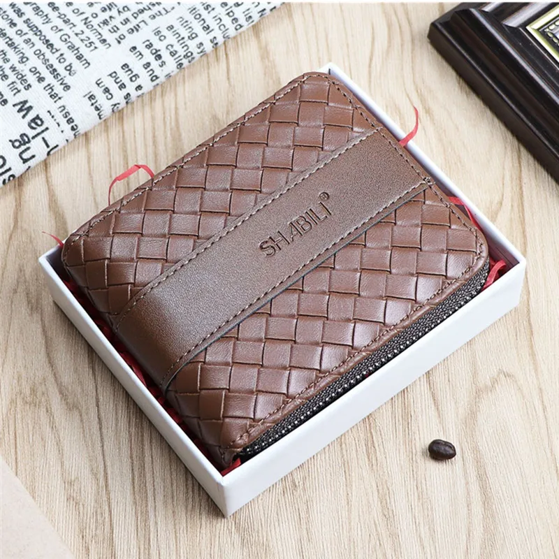 Designer Mens Leather Wallet Lattice ID Card Holder Protection