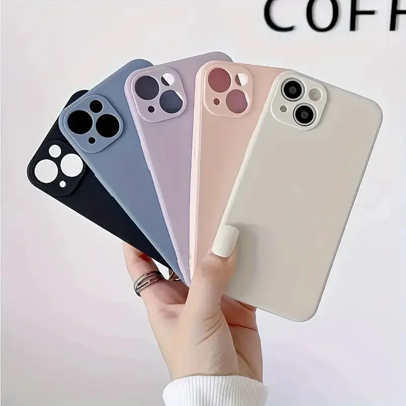 5-Piece Solid Color Smartphone Case Set - Anti-Collision Protection