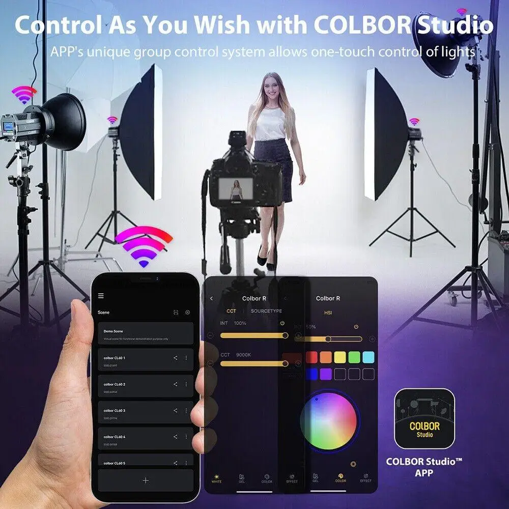COLBOR CL60R,CL60 RGB Video Led Light Full Color 2700K-6500K APP Control Bowens