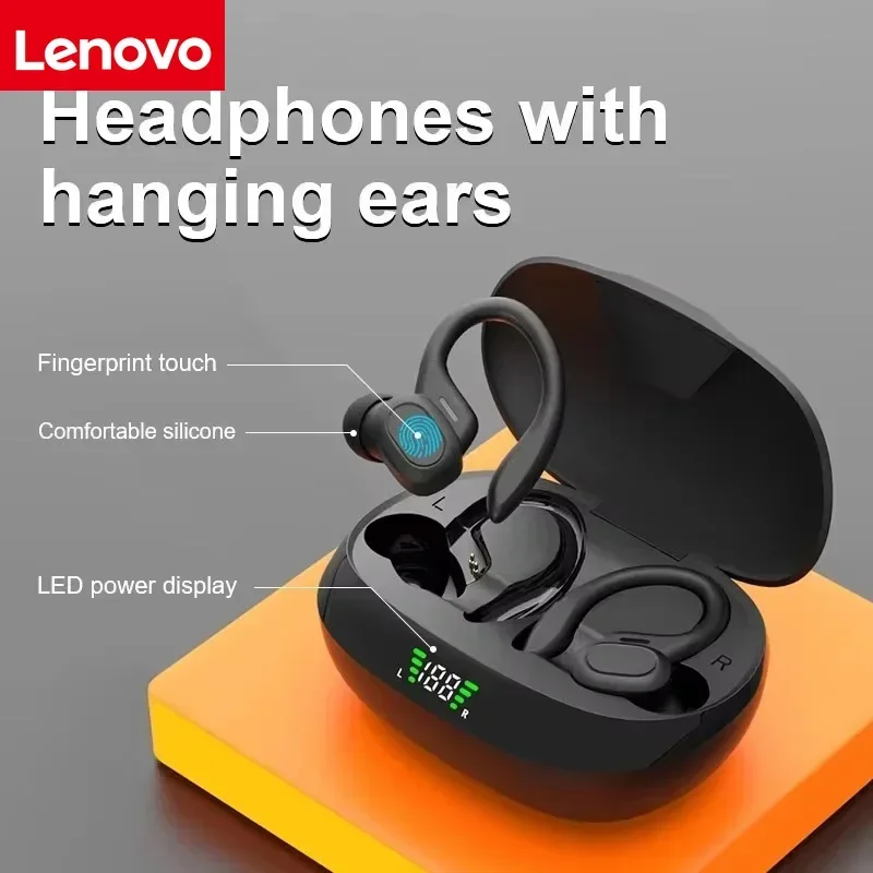 Lenovo Original Sports Wireless Earphones with Mics,Button Control, LED Power Display,Hifi Stereo Sound Bluetooth 5.3 TWS Headph