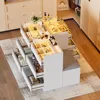 Armoire Bedroom Island, Wardrobe Closet Island Dresser with Glass Showcase, Charging & 3 Color LED Light, Island Dresser 6