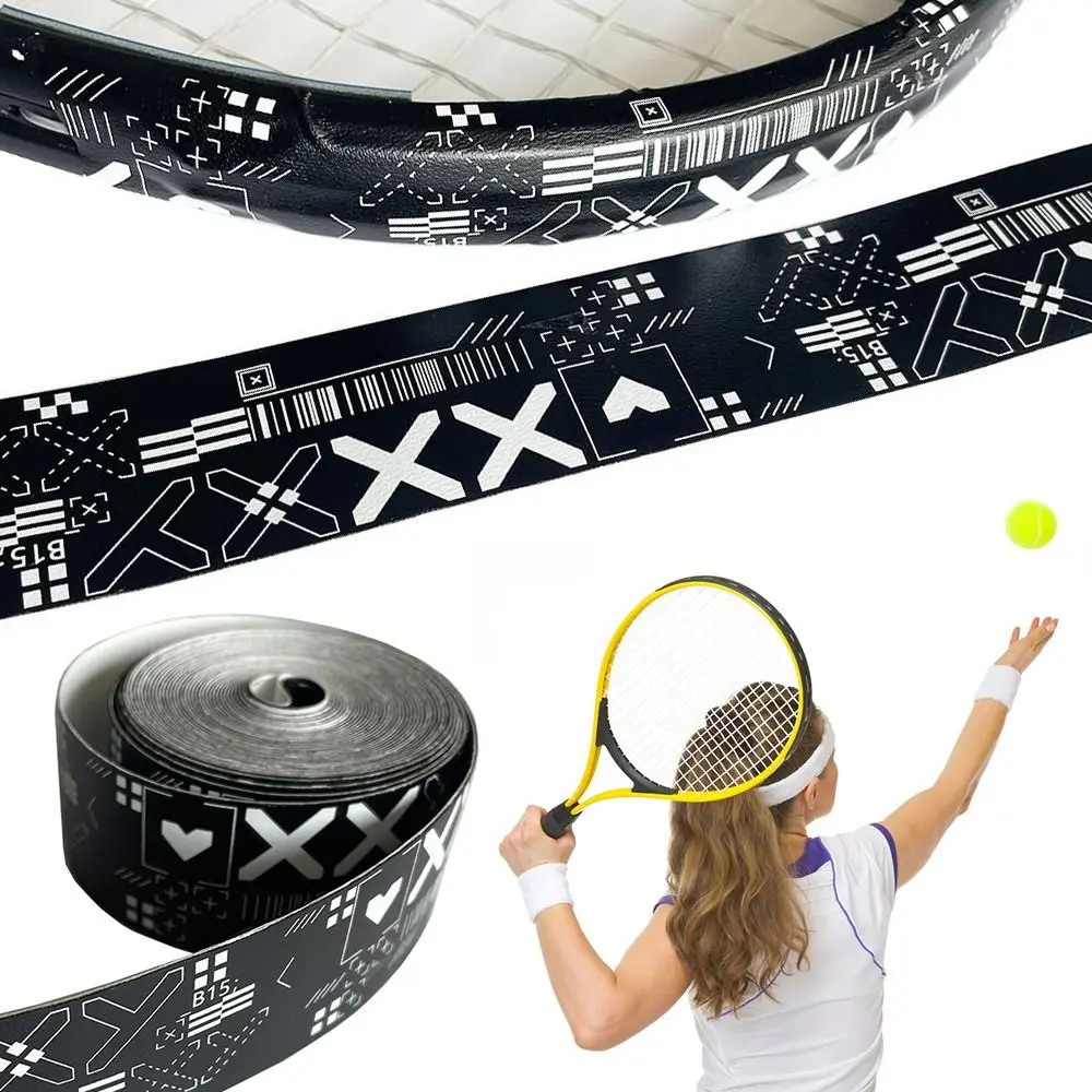 Tennis Racket Tape Black White Printing Scratch Prevent Frame Head Protection