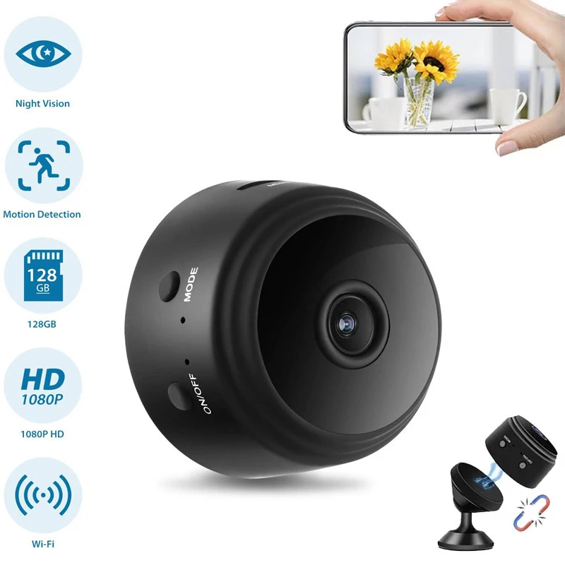 A9 Smart WiFi Micro Camera Has 120 ° 1080P HD Super Wide Angle Support Infrared Night Vision Function for Home Remote Detection