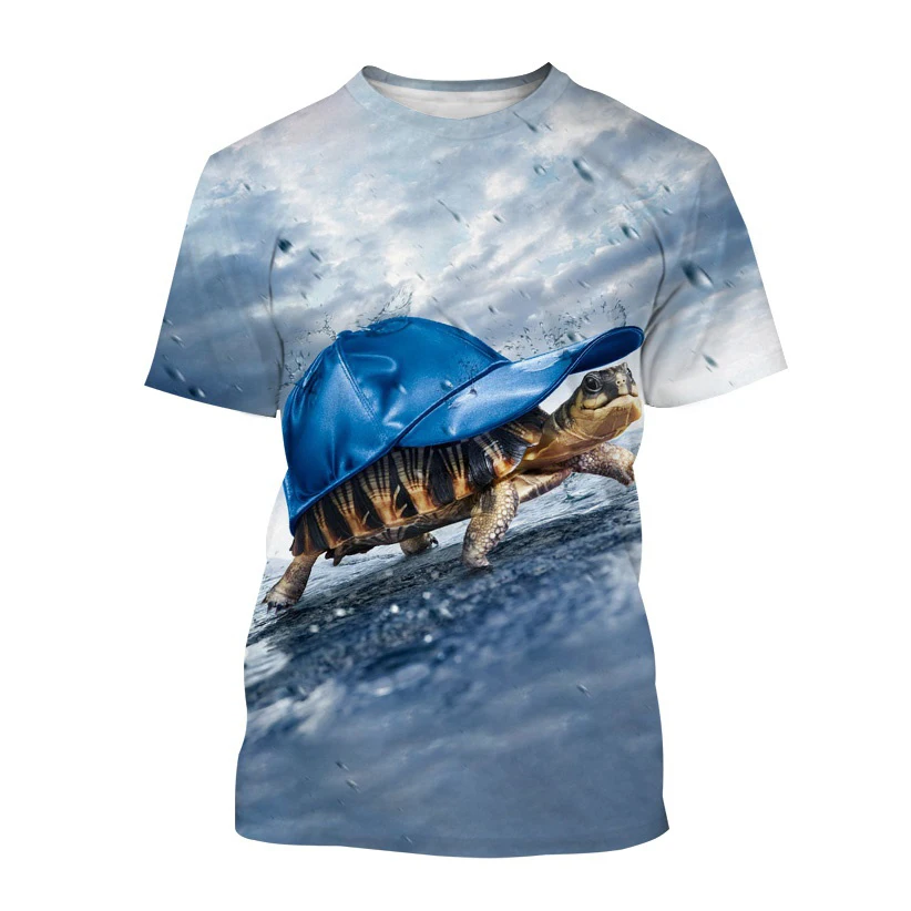 

Футболка с забавным 3D-принтом черепахи для мужчин и женщин, модный топ с коротким рукавом, морская черепаха, лето