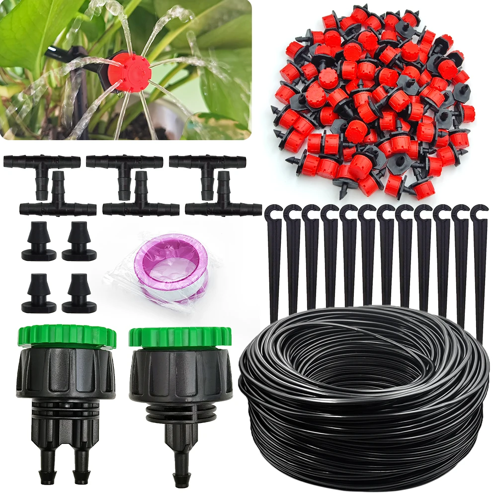 24 Stück Bewässerungssprüher Einstellbar | 4/7 Flachmund Tropfsprüher | Garten Bewässerungssystem