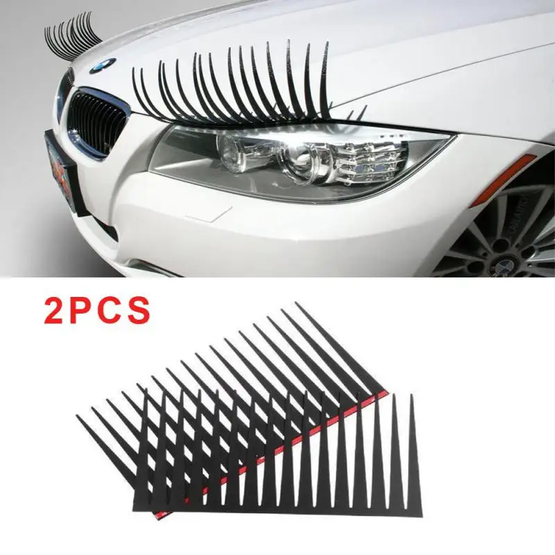 3D Charming Black False Eyelashes Fake Eye 2pcs Lash Sticker Car Headlight  Decoration Funny Decal For Beetle