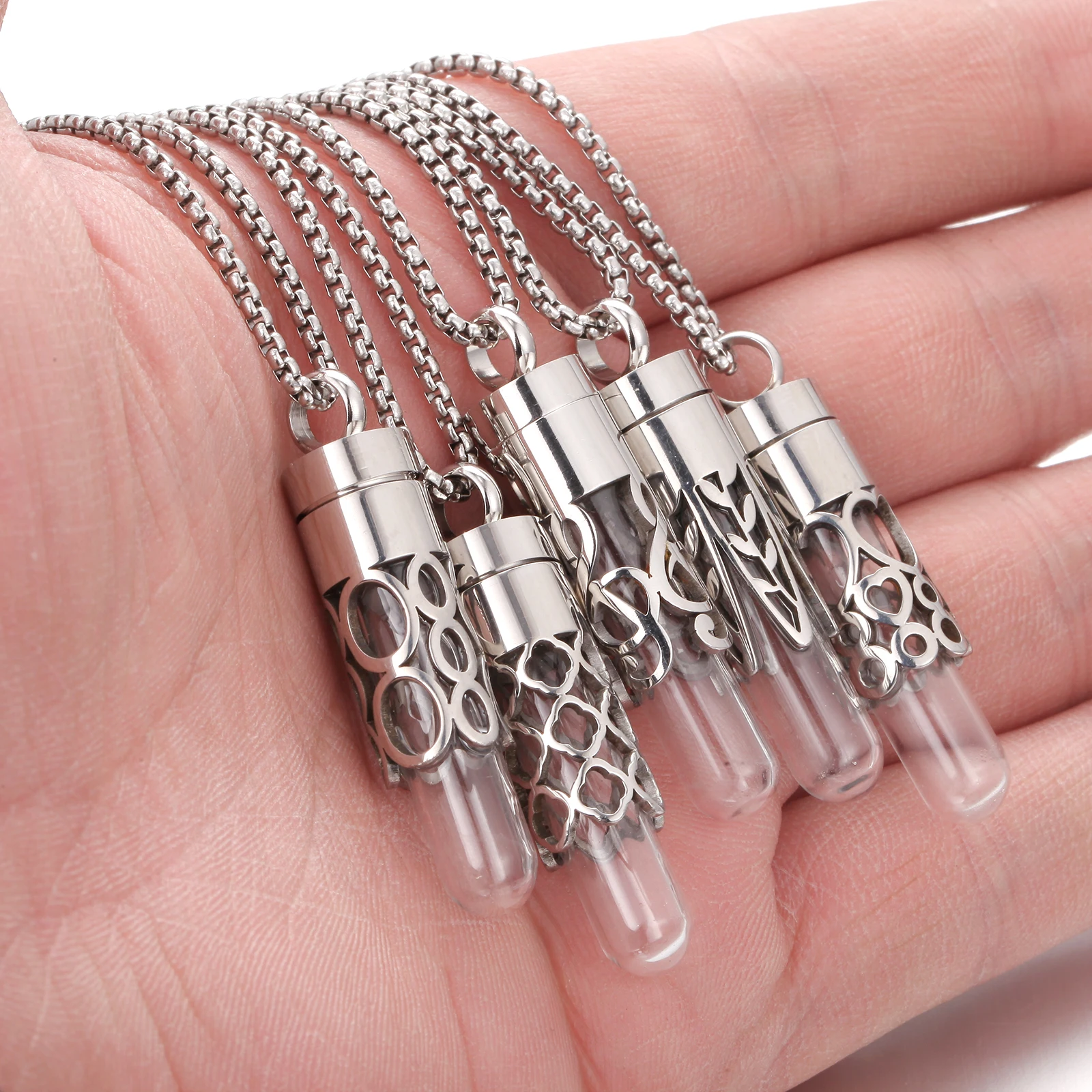 10PCS/LOT Wholesale Stainless Steel Aromatherapy Necklace Leaf