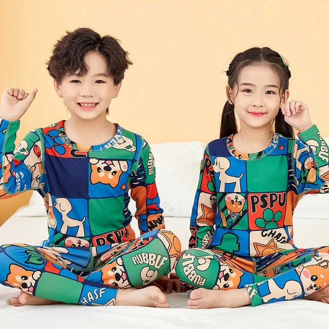 Pijamas de manga larga para bebés, ropa de dormir para niños, conjuntos de  pijamas de algodón para niños de 6, 8, 10, 12 y 14 años, otoño - AliExpress