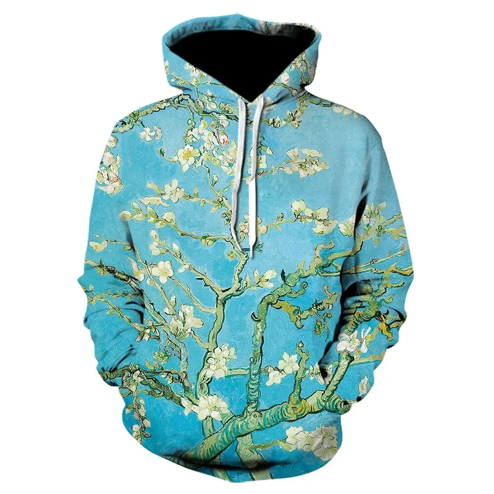 Sudadera con capucha con estampado 3D de pintura al óleo de Van Gogh con noche estrellada para mujeres y hombres, sudaderas holgadas de gran tamaño para hombres, sudaderas para hombres