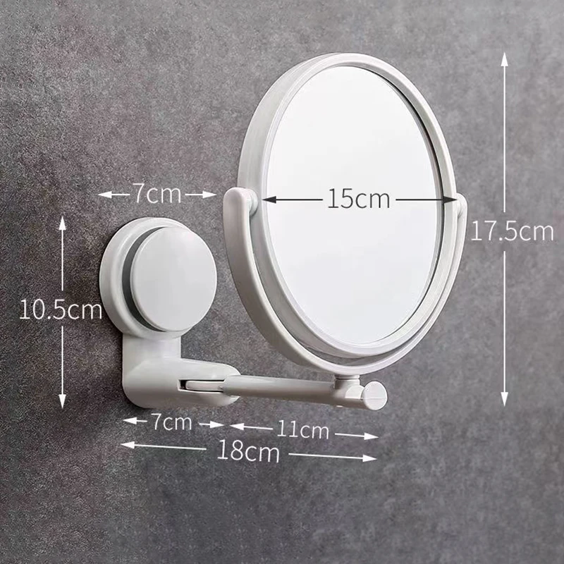 Wall Mirror Folding Arm Extend Bathroom Mirror Without Drill With Magnification Suction Arm Double Side Cosmetic Makeup Mirror 5