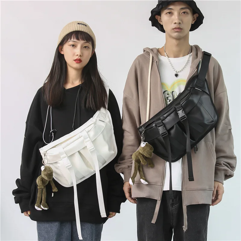 Multifunction waterrproof men's leather bag Large Sports chest bag white crossbody bags for men big black men's shoulder bag