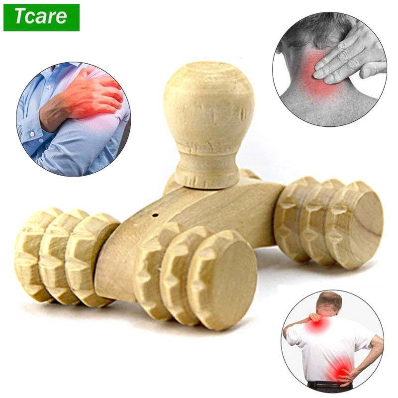 Tcare Solid Wood Full-body Four Wheels Wooden Car Roller Relaxing Hand Massage Tool Reflexology Face Hand Foot Back Body Therapy massage tool