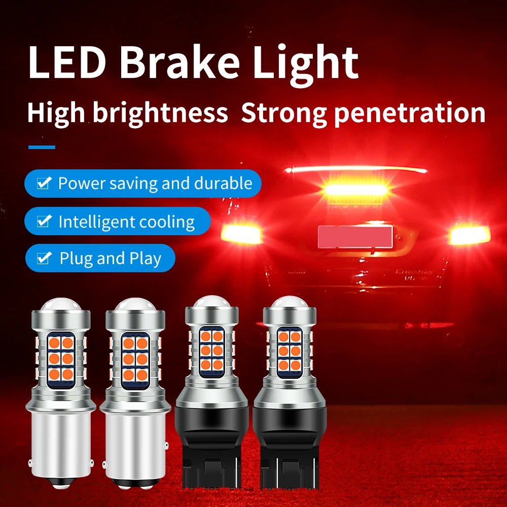 BMTxms 2x 1156 Strobe Flashing Red LED Bulbs - CANbus 2800 Lumens For Tail/Brake