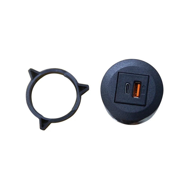 18W USB(A+C) Desktop Grommet Charger With US/EU Plug ABS Flame Retardant Type-C Charging Port Furniture