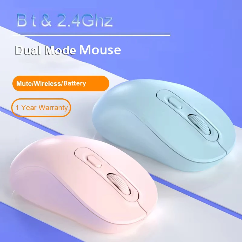 Souris sans fil avec batterie pour Gamer, double Modes, compatible Bluetooth, USB 2.4 ghz, muette, pour ordinateur portable, tablette, Macbook Mause