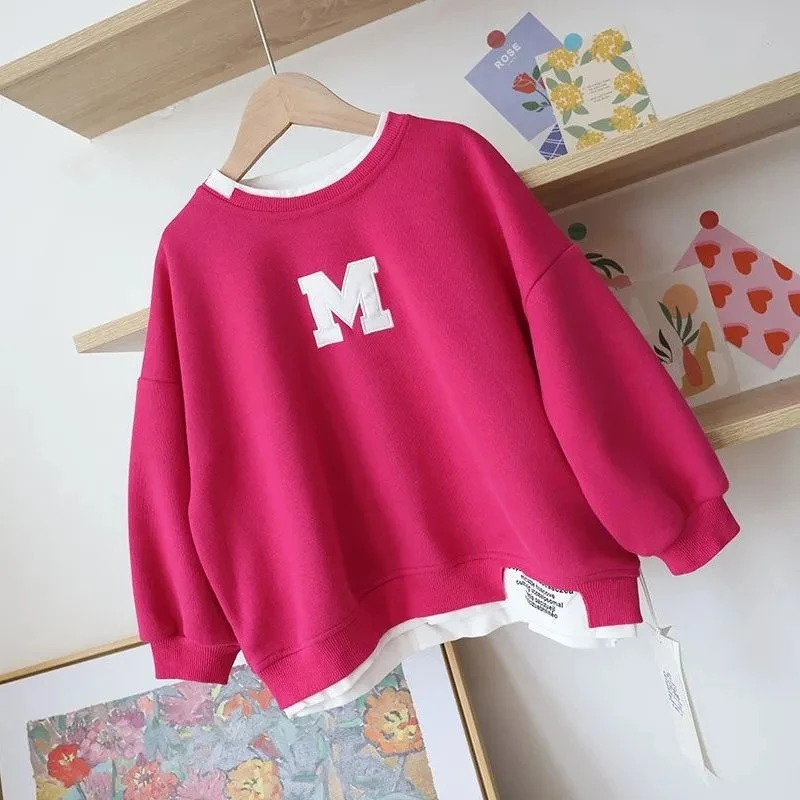 thumbnail image 1 of Suéter para niños, primavera y otoño, nuevo suéter de dos piezas con letras adhesivas para niños y niñas, abrigo holgado informal para niños, 1 of 5