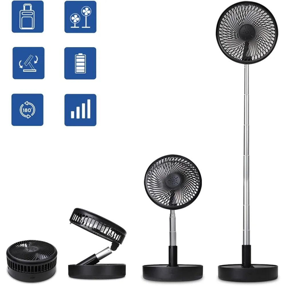 

Floor Fan,Primevolve Battery Operated Portable Standing Fan, Rechargeable USB Personal Floor Fan With Adjustable Height Black