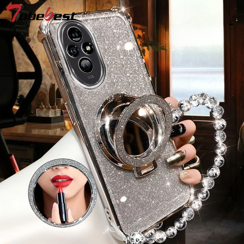 Funda para teléfono con soporte Magsafe con revestimiento de cristal brillante a prueba de golpes para Huawei Honor 200 100 90 80 70 60 Pro_voghion.com