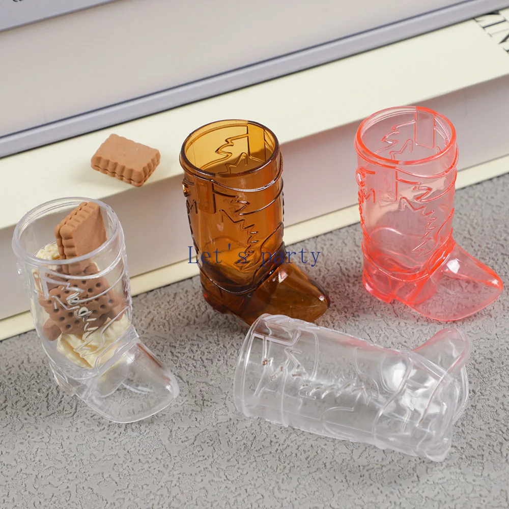 SHAOQINLIN Cowboy Boot Shot Glasses, 30 Pcs 1 Oz Mini Plastic Boot Cups, Clear
