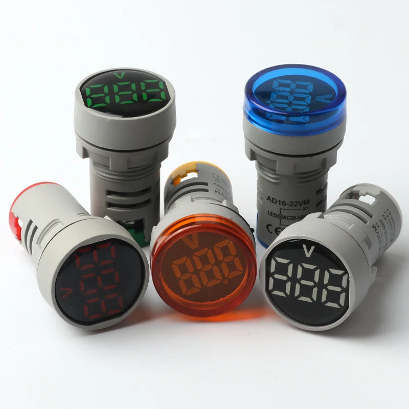 22mm 라운드 미니 디지털 전압계 AC 20-500V 볼트 전압 테스터 미터 모니터 전원 LED 표시기 파일럿 램프 표시 등