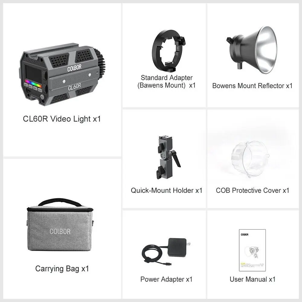 COLBOR CL60R,CL60 RGB Video Led Light Full Color 2700K-6500K APP Control Bowens