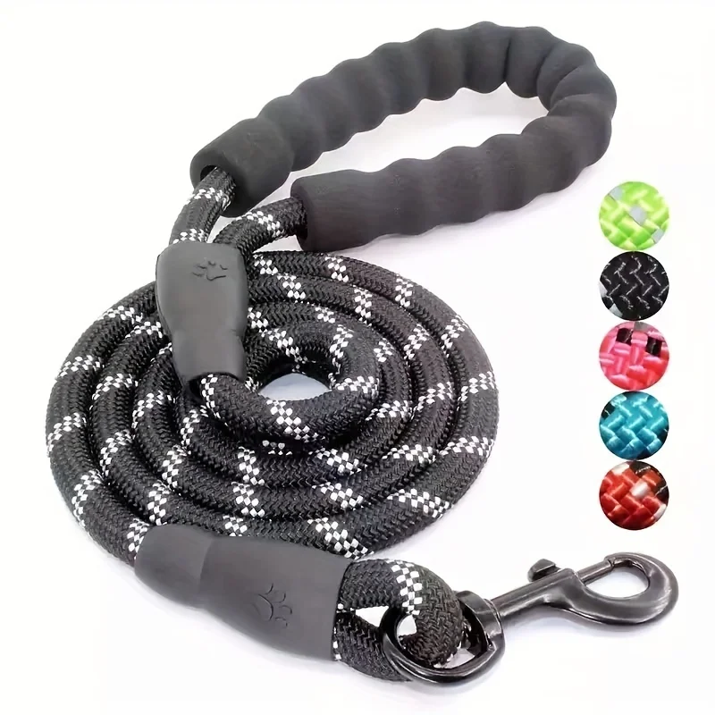 Reflective Dog Leash With Comfortable Padded Handle - Double Heavy Duty Traction Rope For Strong Dogs - Enhance Safety And Contr 1