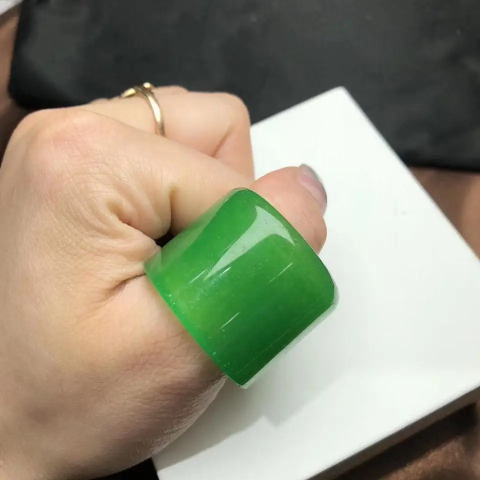 Anillo de Jade verde Natural para hombres y mujeres, joyería fina