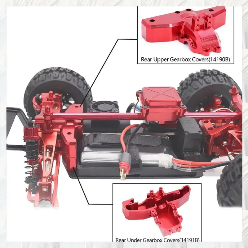 Hot Selling-For 1/14 MJX 14210 14209 Rear Upper Under Gearbox Covers Differential Case Cover RC Car Upgrade Spare Parts,For 1/14