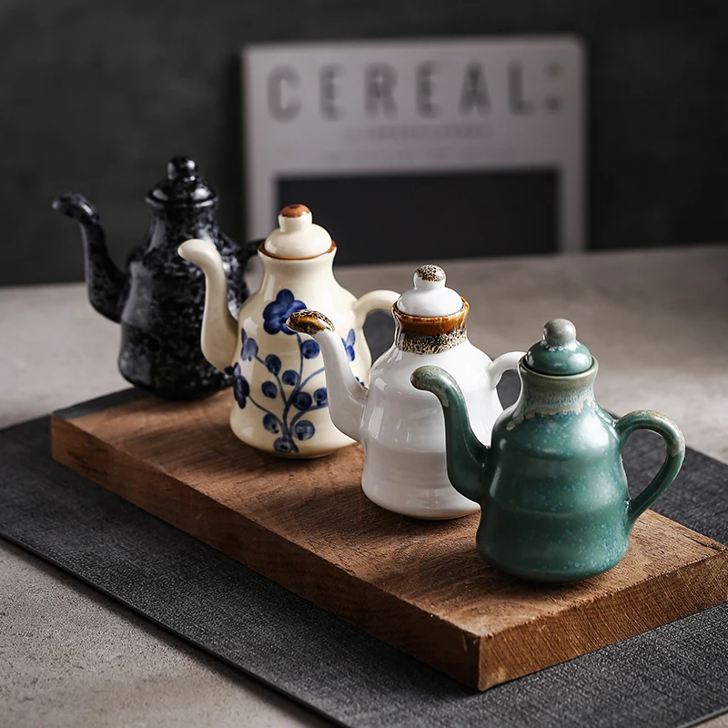 Ceramic 150mL Korean public seasoning sauce bottle seasoning bottle hand-painted oil pot tableware