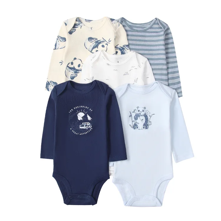 5PCS/set Fashion Baby Boys Clothes Cotton Soft Long Sleeve Autumn Boy Girls Bodysuit Newborn Toddler Body 4